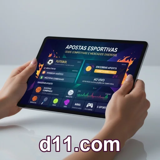 Interface do aplicativo d11.com em um smartphone