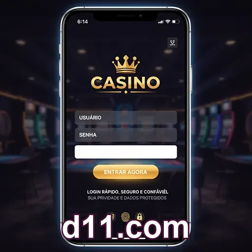 Interface de slots populares da d11.com em dispositivo móvel